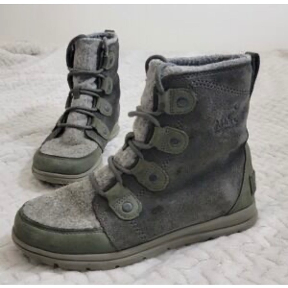 Sorel Explorer Joan Waterproof Winter Boots Quarry Grey NL3423-048 Womens 9.5